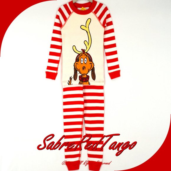 NWT Hanna Andersson Organic Long Johns Pajamas Dr Seuss Grinch Max 140 10 - Picture 1 of 4